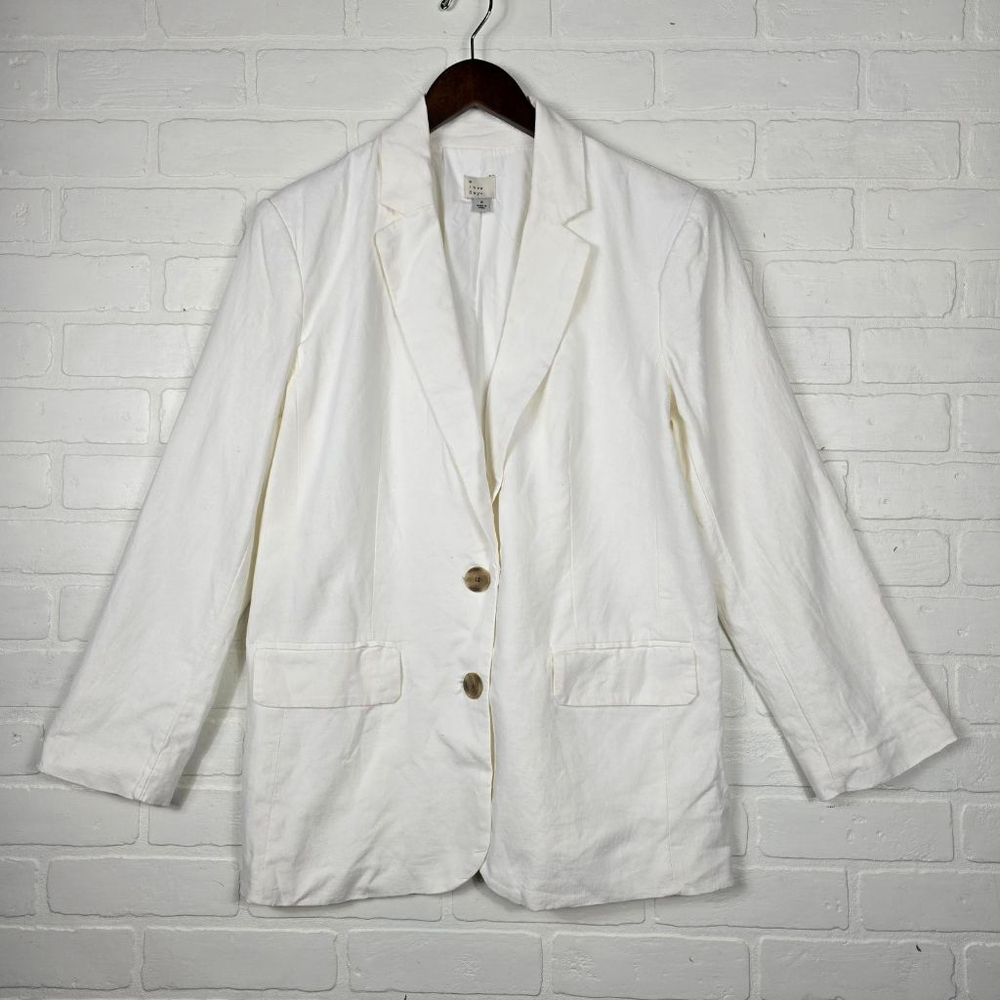 A New Day White Linen Blend Casual Blazer Size XS